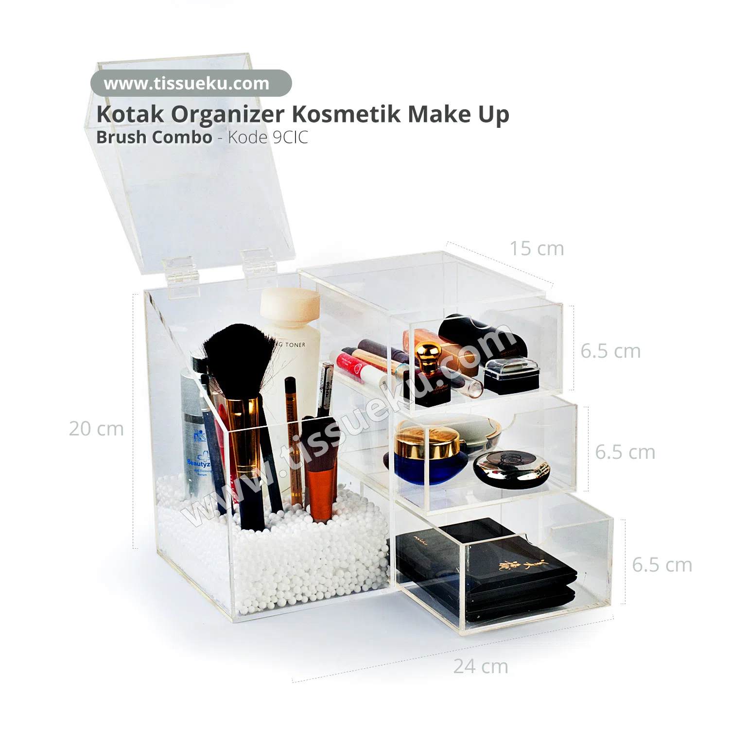 Kotak Organizer Kosmetik Make Up Brush Combo 9CIC - tissueku