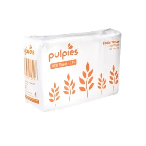 Kemasan Tisu Facial Pulpies 1000 sheets 2 ply dengan motif daun